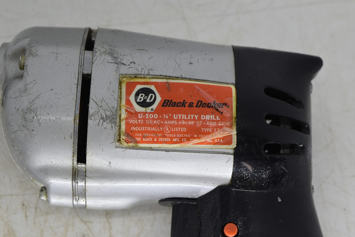 Vintage Black and Decker U-124 Corded Utility Drill 3/8 Working Condition 