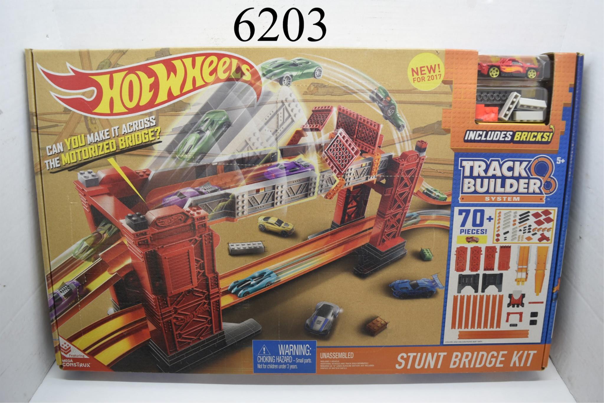 Hot Wheels Track Builder Stunt Bridge Kit Motorized 70+ Pieces Mattel ...