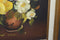 R Rosini Dark Academia Floral Oil Painting Mid Century Mantle Framed Fine Art