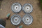 Original 1954-1955 Cadillac Hubcaps Set of 4 No Emblems Wheel Cover